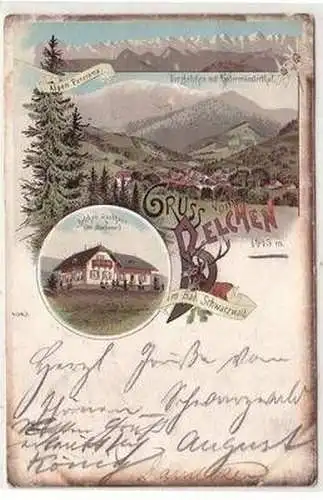 53344 Ak Lithographie Gruß vom Belchen im Bad. Schwarzwald 1897