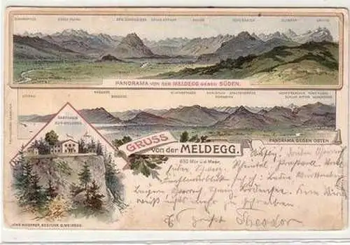 53378 Ak Lithographie Gruss von der Meldegg 1904