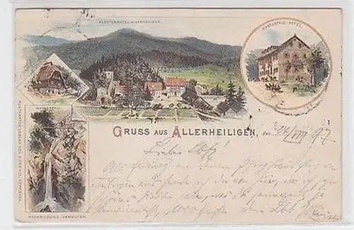 12459 Ak Lithographie Gruß aus Allerheiligen 1897