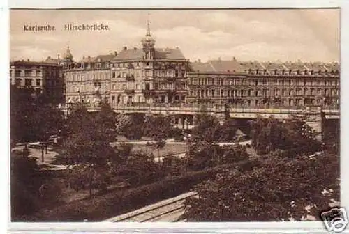 31829 Ak Karlsruhe Hirschbrücke um 1920