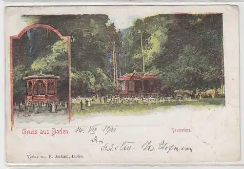 68048 Ak Gruss aus Baden Hauswiese 1901