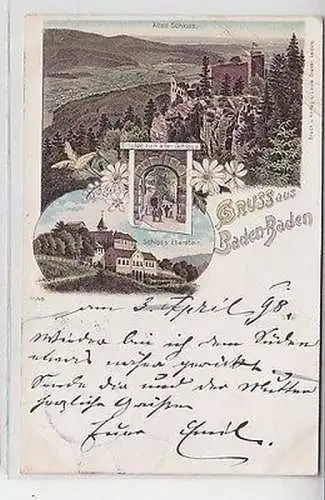 61939 Ak Lithographie Gruss aus Baden-Baden 1898