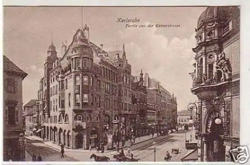 26502 Ak Karlsruhe Partie aus der Kaiserstraße um 1915