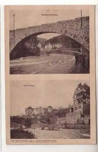 54489 Ak Pforzheim Dill Weissenstein Wasserfallbrücke alte Brücke um 1930