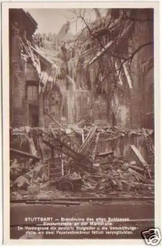 17683 Foto Ak Stuttgart Brandruine des Schloß 1931