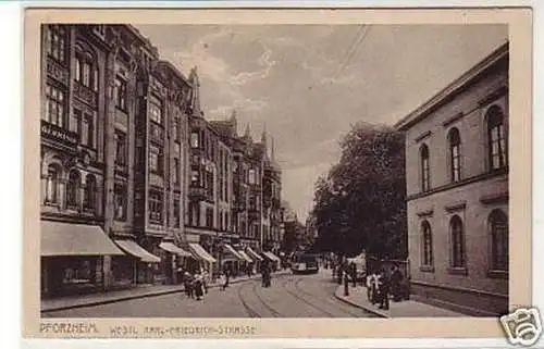 28130 Ak Pforzheim westl Karl-Friedrich-Strasse um 1920