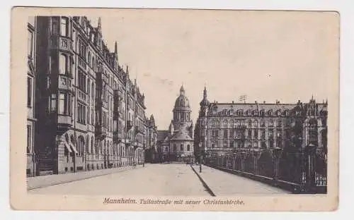 98356 Ak Mannheim Tullastraße mit Christuskirche 1918