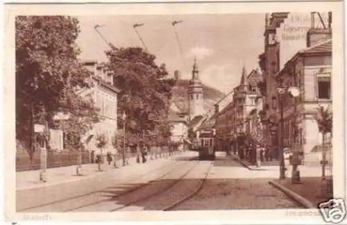 25386 Ak Durlach Hauptstraße mit Straßenbahn 1919