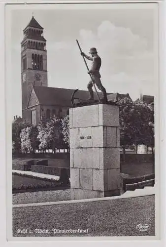 69605 Ak Kehl am Rhein Pionierdenkmal um 1940