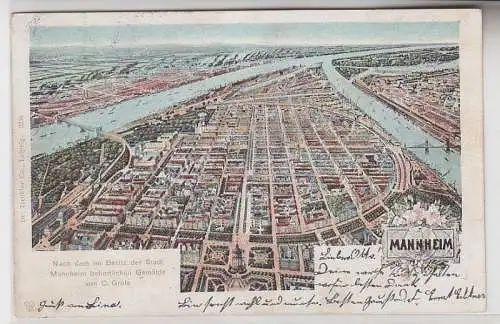 68653 Ak Lithographie Mannheim Totalansicht 1901