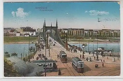 62086 Ak Mannheim Friedrichsbrücke mit Strassenbahn 1915