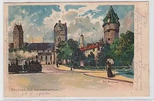 62759 Künstler Postkarte Ravensburg Weingartenthor 1900