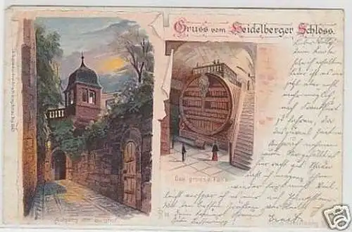 33098 Ak Lithographie Gruß vom Heidelberger Schloß 1900