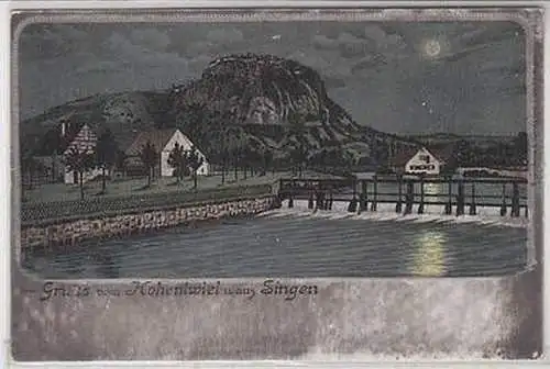 50900 Ak Lithographie Gruß vom Hohentwiel und aus Singen um 1900