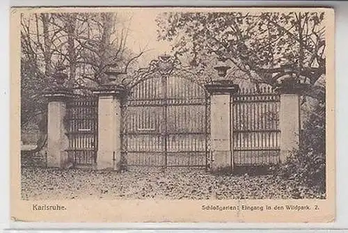 51723 Feldpost Ak Karlsruhe Schloßgarten Eingang in den Wildpark 1915