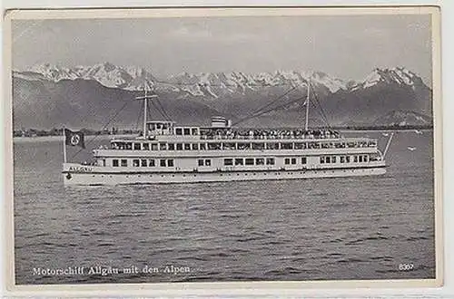 66598 Ak Motorschiff Allgäu mit den Alpen 1939