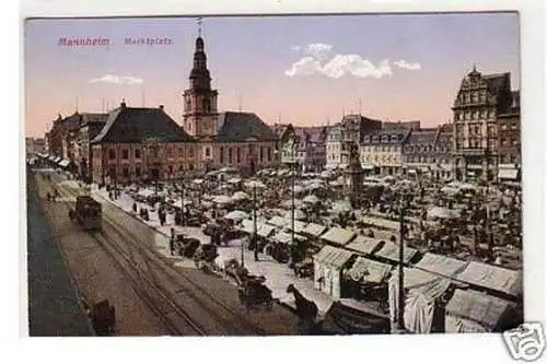 12519 Ak Mannheim Marktplatz um 1915