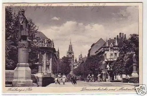 24923 Ak Freiburg Dreisambrücke und Martinstor 1936