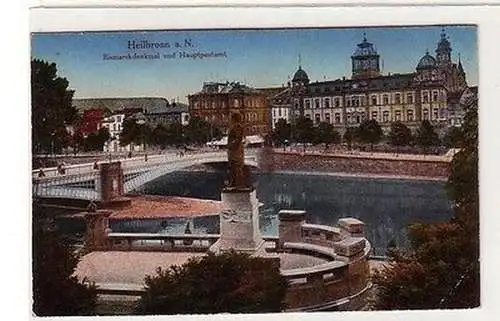 61922 Ak Heilbronn am Neckar Bismarckdenkmal und Hauptpostamt 1918