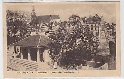 61860 Ak Tübingen Partie an der Neckarbrücke um 1920