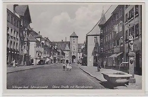 62333 Ak Villingen badischer Schwarzwald obere Straße mit Narrobrunnen um 1930