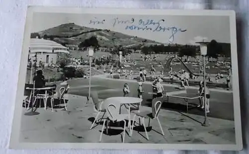 04712 Foto Ak Neckarsulm Freibad-Gaststätte Willi Kurz 1955