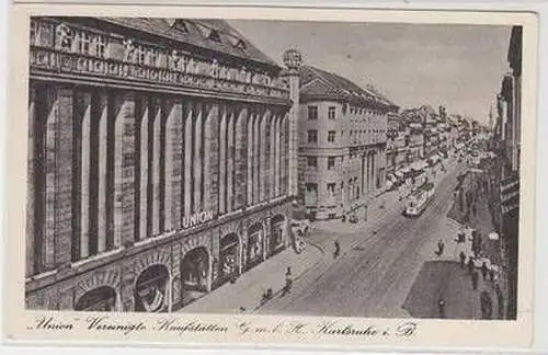 53915 Ak Karlsruhe in Baden "Union" Vereinigte Kaufstätten um 1920