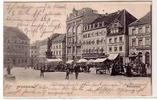 16885 Ak Pforzheim Marktplatz mit Ständen 1905