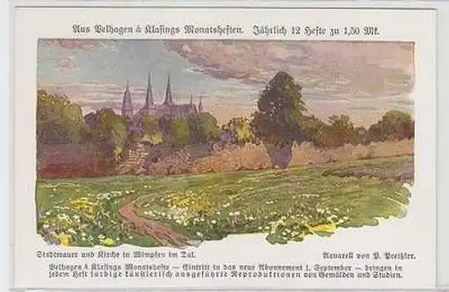 46327 Ak Stadtmauer und Kirche in Wimpfen im Tal um 1925