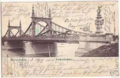 08132 Ak Mannheim Neckarbrücke 1903