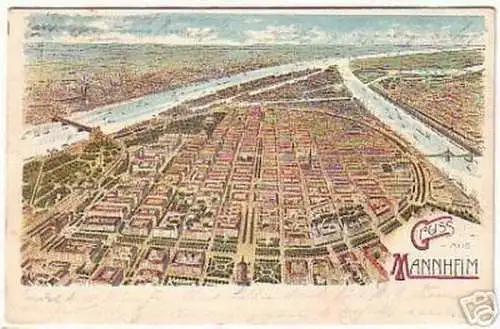 06806 Ak Lithographie Gruß aus Mannheim 1910