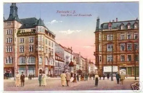 19058 Ak Karlsruhe Ecke Karl- und Kaiserstraße um 1910