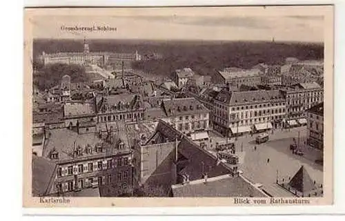 41500 Ak Karlsruhe Blick vom Rathausturm um 1915