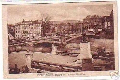 16148 Ak Heilbronn Brücke mit Bismarckdenkmal 1911