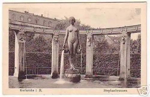 06259 Feldpost Ak Karlsruhe i.B. Stephanbrunnen 1917