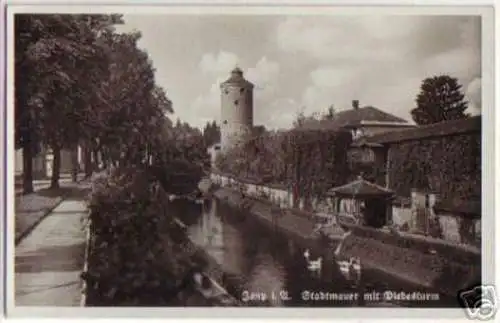 13721 Ak Isny i.A. Stadtmauer mit Diebesturm um 1940