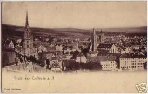 15213 Ak Gruß aus Esslingen am Neckar Panorama 1902