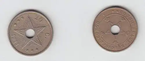 20 Cents Nickel Münze Belgisch Kongo Congo 1911 (113284)