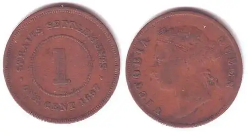 1 Cent Kupfer Münze Straits Settlements 1897