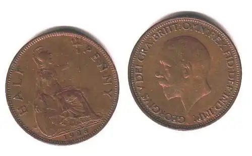 Half Penny Kupfer Münze Großbritannien 1928