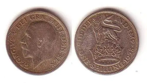 1 Schilling Silber Münze Großbritannien 1928