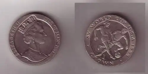 1 Crown Nickel Münze Insel of Man Fussball WM in den USA 1994 (112163)