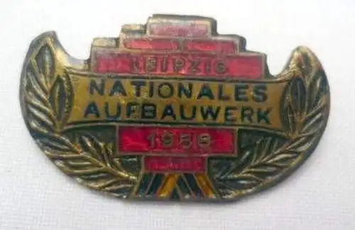 DDR Abzeichen Nationales Aufbauwerk Leipzig 1958 Gold