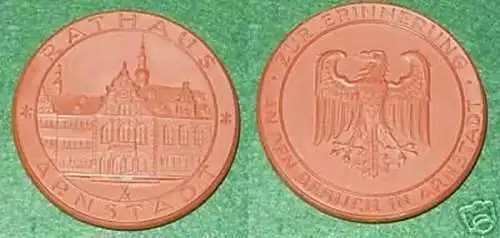 schöne Porzellanmedaille Rathaus Arnstadt