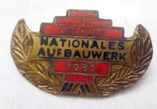 DDR Abzeichen Nationales Aufbauwerk Leipzig 1957 Gold