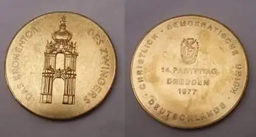 DDR Medaille CDU 14. Parteitag Dresden 1977 im Etui