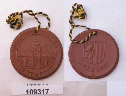 DDR Medaille aus Meissner Porzellan Dresden 13. Februar 1945-1955 (109317)