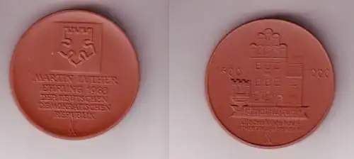 schöne braune DDR Porzellanmedaille Melanchthonhaus Wittenberg 1983