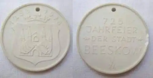 DDR Porzellan Medaille 725 Jahre Stadt Beeskow 1253-1978