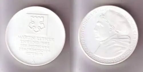 seltene weiße DDR Porzellan Medaille Martin Luther Ehrung 1983